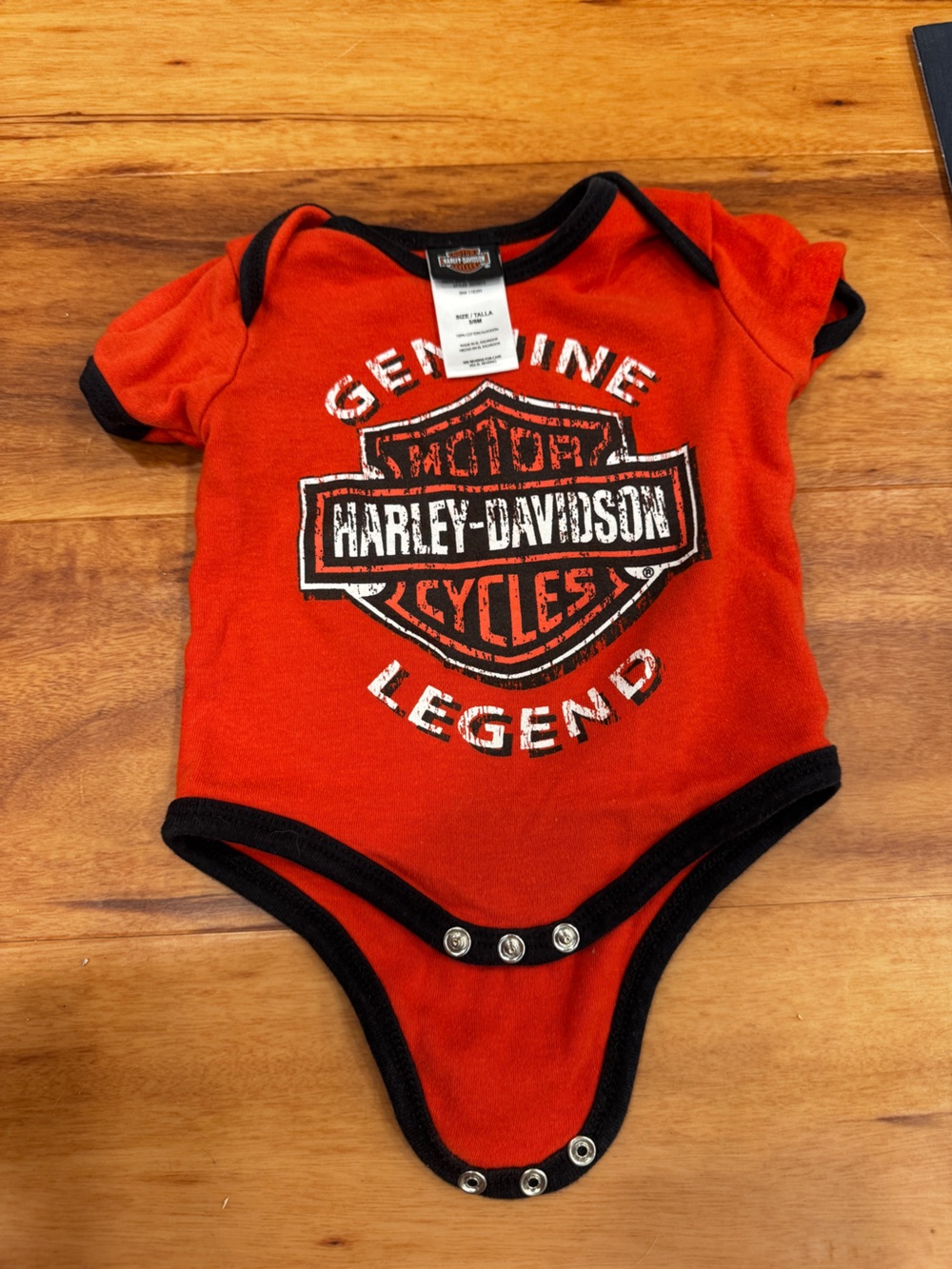 Harley-Davidson Red and Black Baby One-Piece Bodysuit 3/6 Months